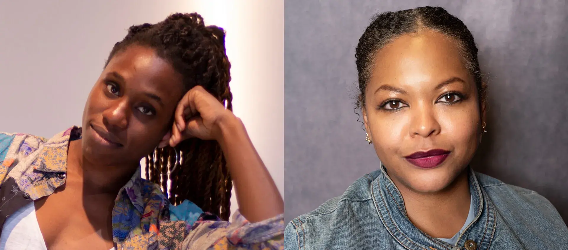 On the left is a headshot of Mimi Ọnụọha. On the right is a headshot of Simone Browne