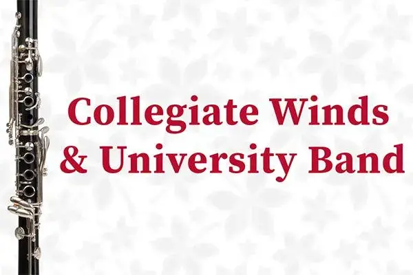 An oboe next to the words "Collegiate Winds & University Band"