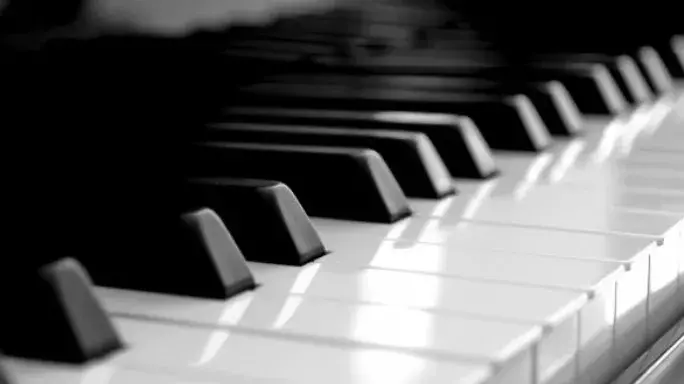 Piano keys in black and white. 