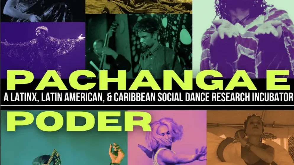 Pachanga e Poder poster of different individuals dancing in various styles.