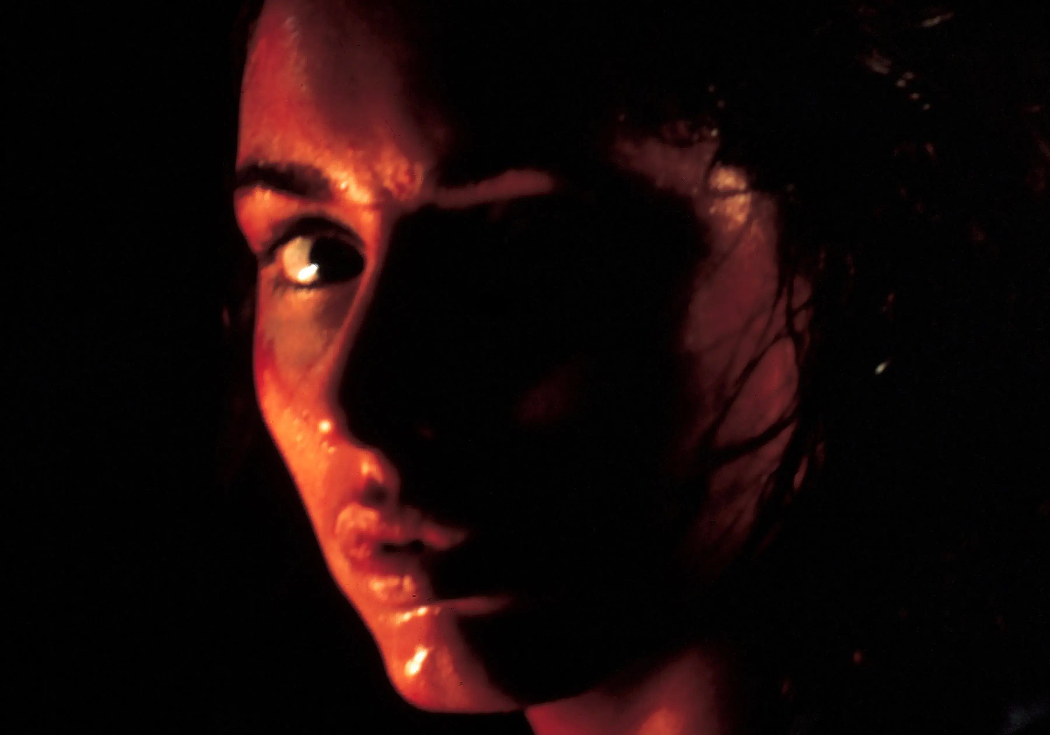 Close up of a woman’s sweaty face