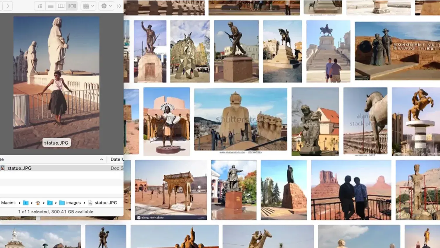 Grid of images of people and monuments